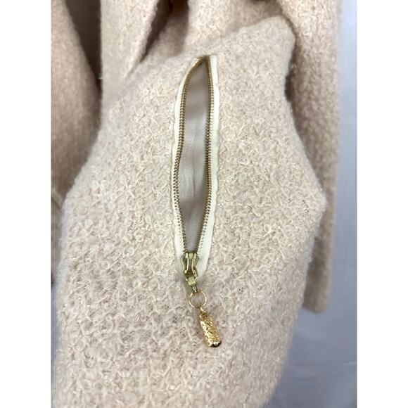 VTG St. John Collection Marie Gray Jacket Cream Asymmetrical Zip Wool USA Sz 12 - Picture 10 of 16